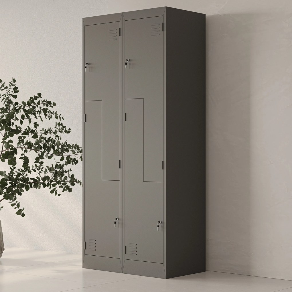 Szafa socjalna ubraniowa typu l, czterokomorowa, antracytowa, 800x1850x450 mm: JULIA