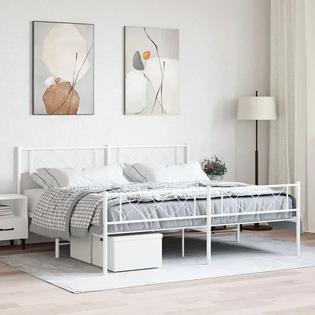 Białe nowoczesne metalowe łóżko małżeńskie 200x200 cm - Raffa