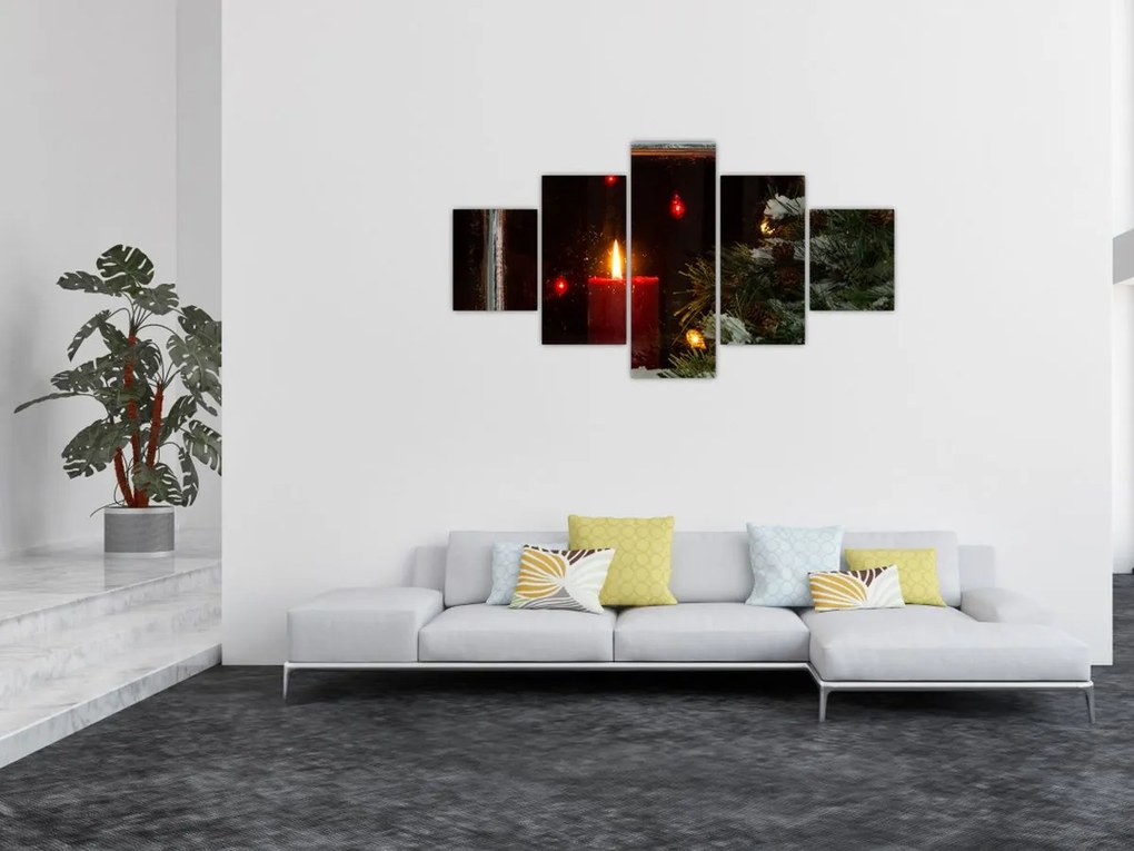 Obraz - Świecąca świeca bożonarodzeniowa (125x70 cm)