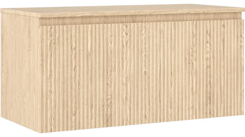 Mexen Rivel szafka łazienkowa podumywalkowa 100 cm z blatem, 1 szuflada, ryflowana , dąb - 91A20-10047-1-BFC81