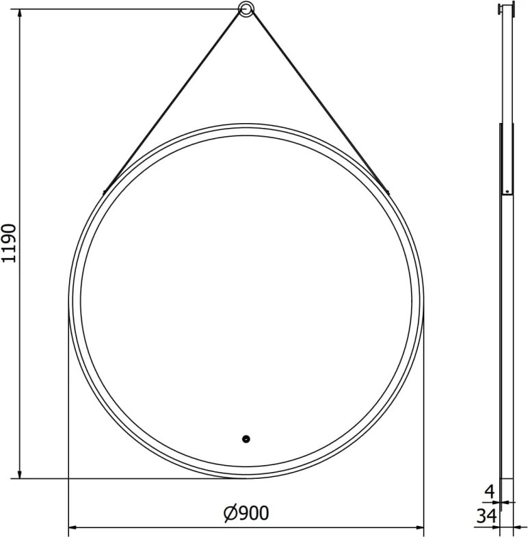 Mexen Reni lustro łazienkowe podświetlane, okrągłe 90 cm, LED 6000K, antypara, rama czarna - 9812-090-090-611-70