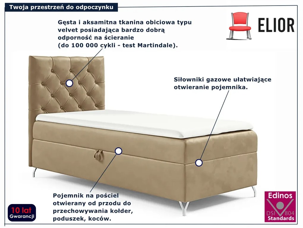 Jasnobrązowe łóżko welurowe z pojemnikiem 3 rozmiary R2-F16