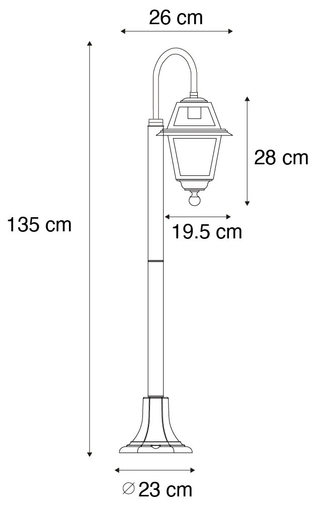 Klasyczna lampa zewnętrzna czarna 135 cm IP44 - Berta
