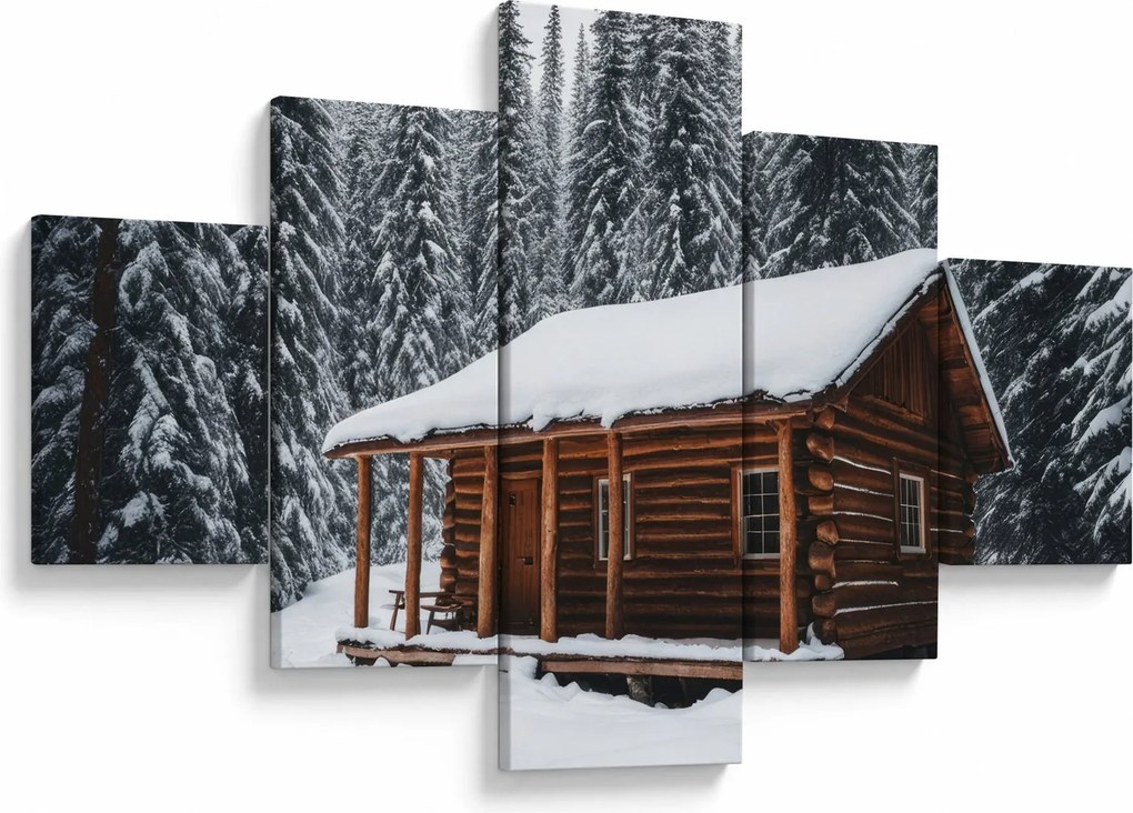 Obraz - Pokryta śniegiem chata (125x70 cm)