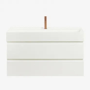 Zestaw Wiszących Mebli Łazienkowych Z Drewna I Forniru Jesionowego Zintegrowany Z - Sklum