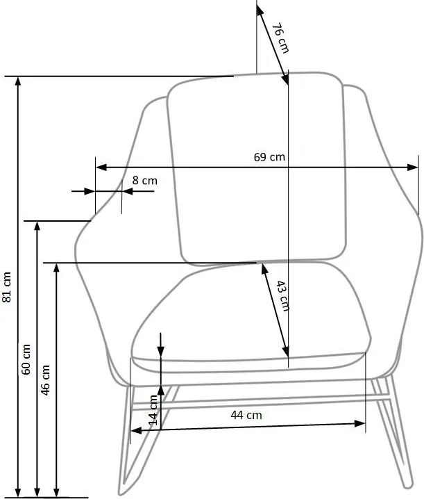 Fotel z poduchą na czarnych płozach Soft 2