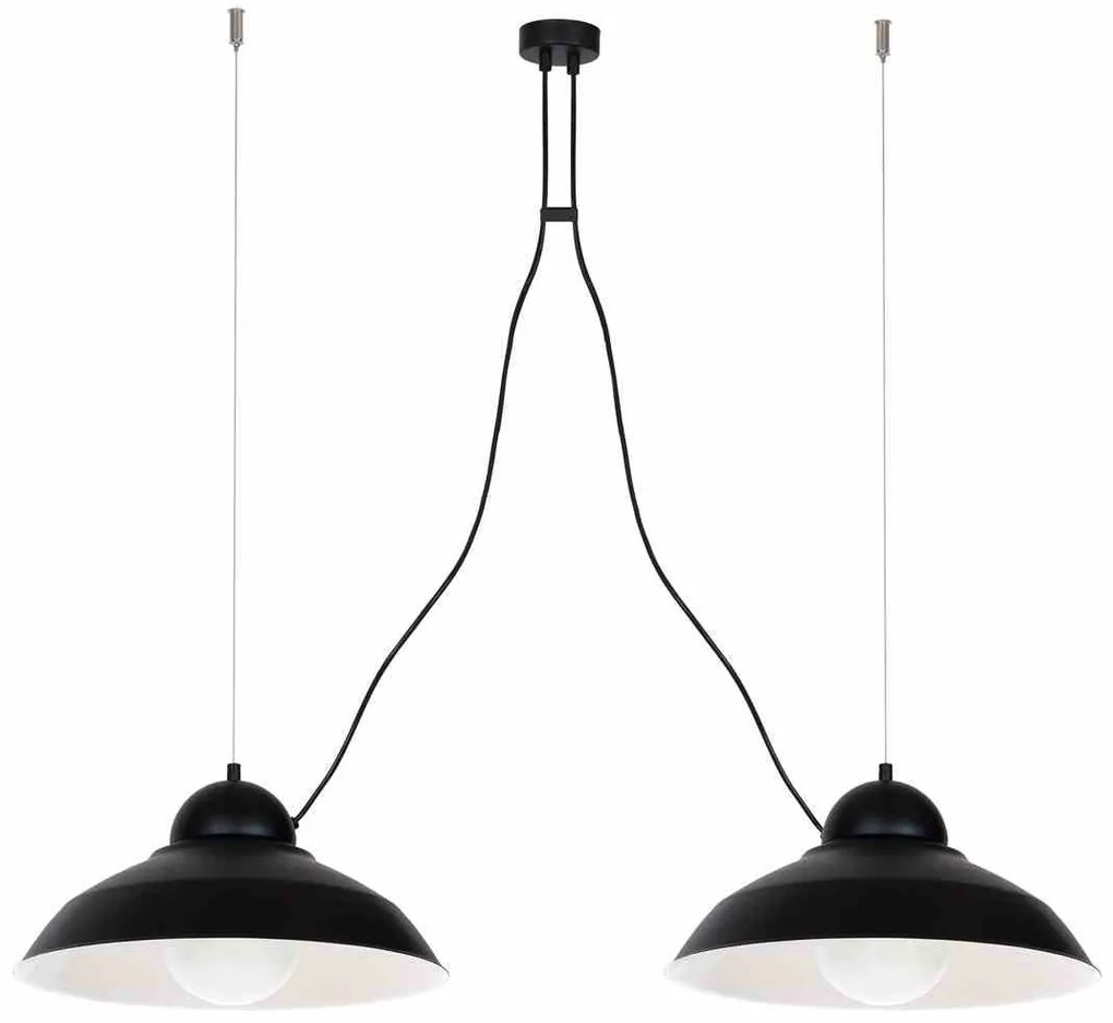 Lampa wisząca industrialna, czarna, podwójna GUSTAV BLACK 2xE27