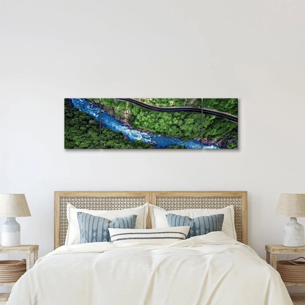 Obraz - Rzeka między górami, Kaukaz, Rosja (170x50 cm)