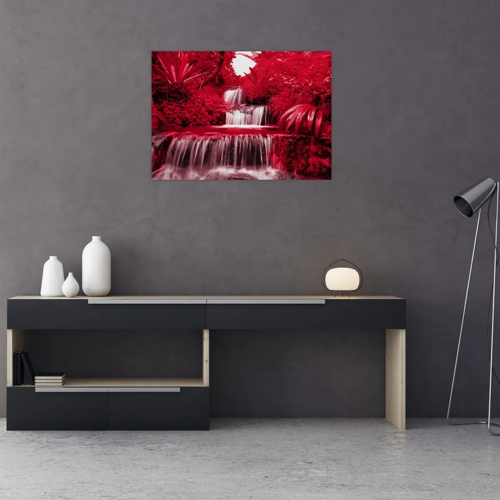Obraz - Indonezyjskie wodospady w kolorze czerwonym (70x50 cm)