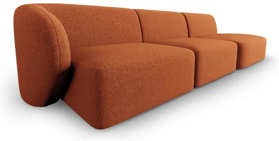 Sofa z tkaniny szenilowej lewostronna w kolorze terakoty 311 cm Paolo – Milo Casa