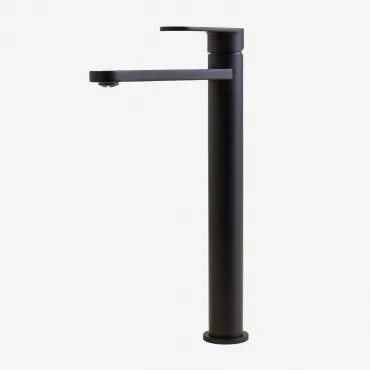 Mosiężna Bateria Umywalkowa Alameda ↑30 Cm & Czarny Matowy - Sklum