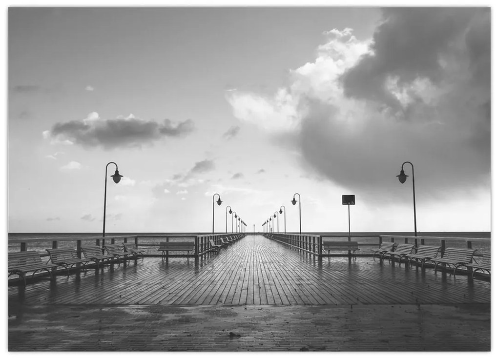 Obraz na szkle - Promenada nad wybrzeżem (70x50 cm)