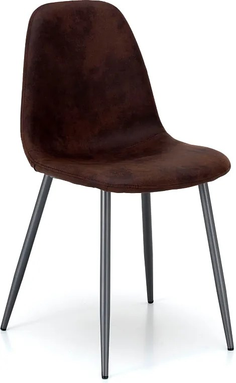 Zestaw 4 nowoczesnych brązowych krzeseł tapicerowanych "Ginestra" ze skóry ekologicznej, 50x44 cm, 84h