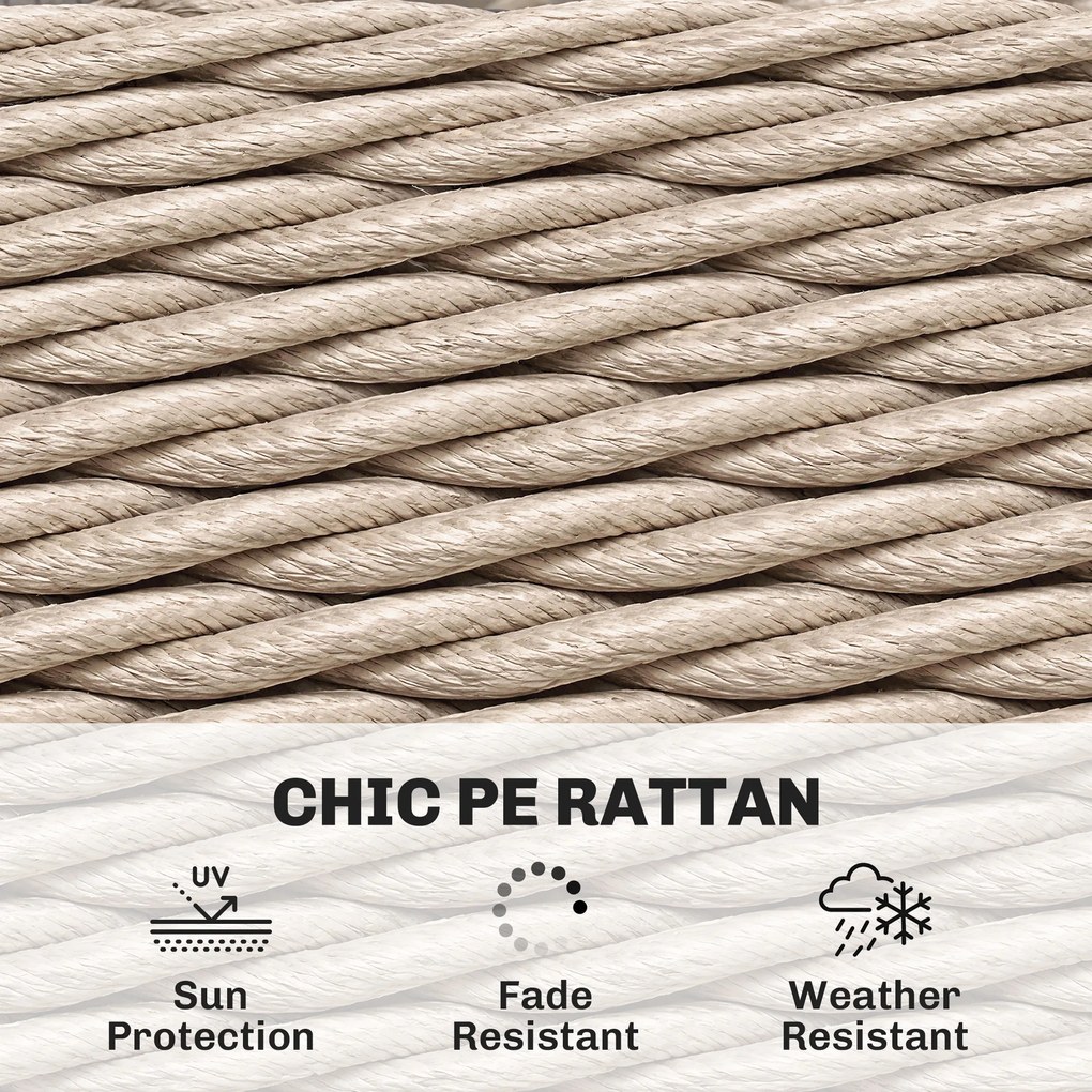 Outsunny Stolik boczny z rattanu PE, dwupoziomowy stolik kawowy z półką, szkło, regulowane nóżki, 65 x 65 x 50 cm, żółty | Aosom PL