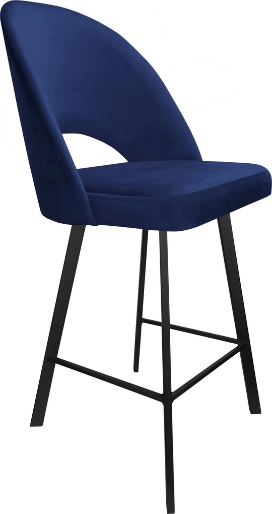Hoker POLO krzesło barowe tkanina Welur podstawa metalowa hoker do kuchni : Kolor nogi - Czarna profil, Kolor tkaniny - VELVET - MG16, Typ siedziska - Siedzisko stałe
