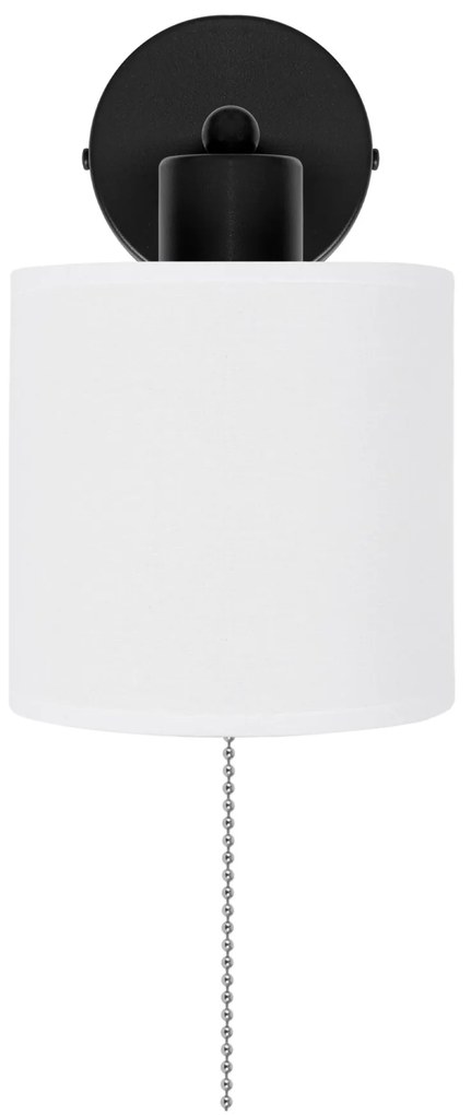 Czarny kinkiet LED z włącznikiem z białym abażurem SHWD-C-1010SC-WE je