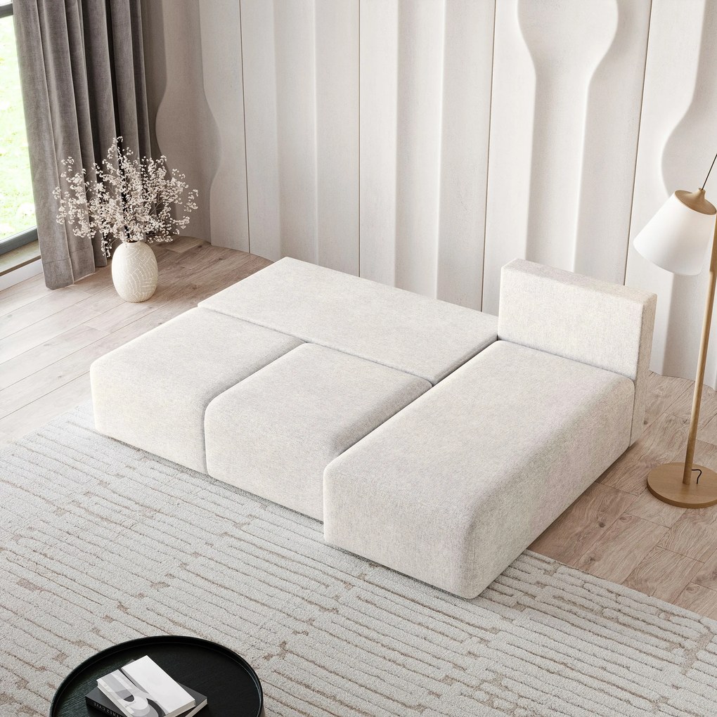 Masseno Narożnik TRAMA z funkcją spania i pojemnikiem na pościel Narozniki L, Rozkładana sofa - Kremowy, NEVE 02