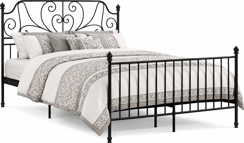 Czarne metalowe łóżko z zagłówkiem w stylu loft 140x200 cm P8-T57