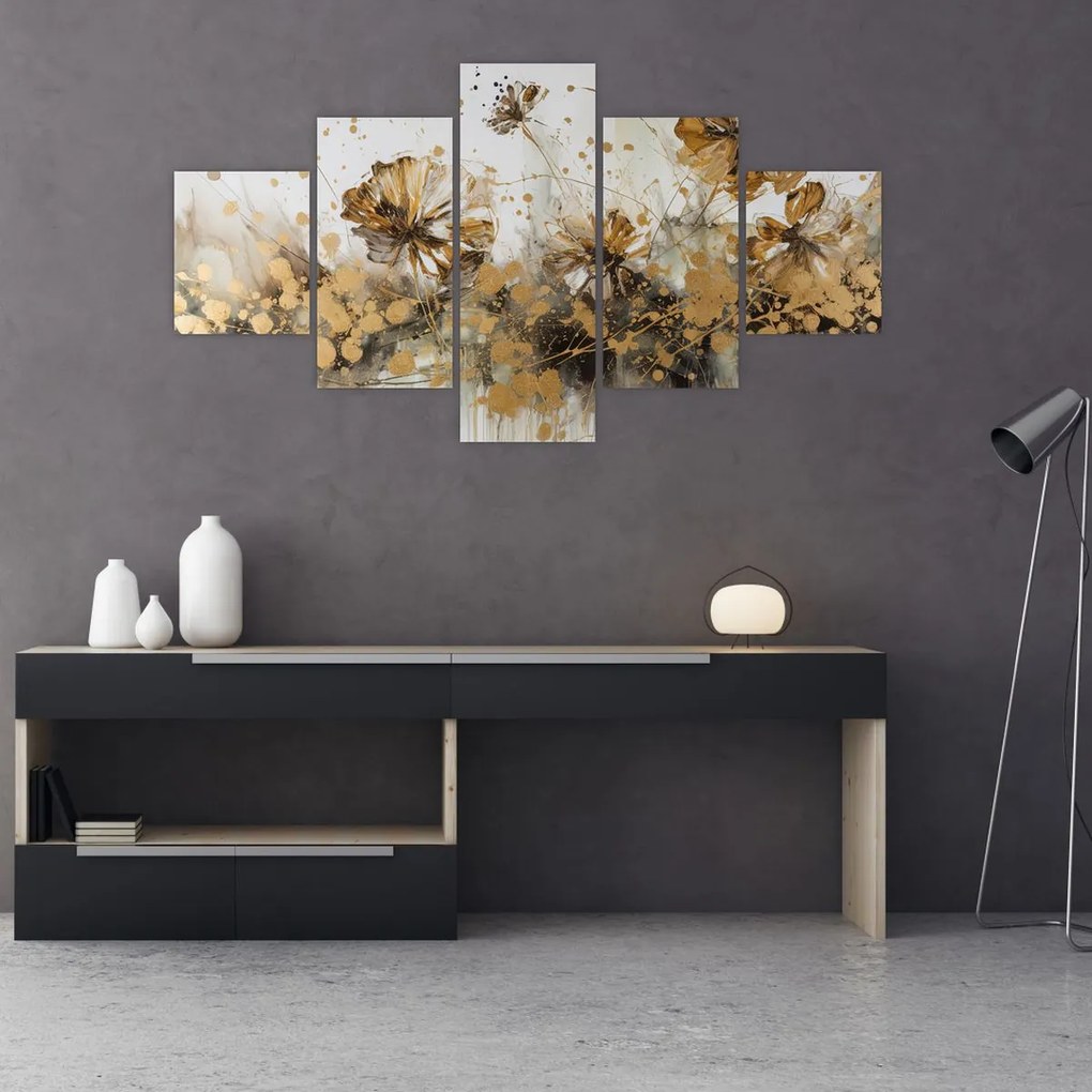 Obraz - Abstrakcyjny kwiatowy obraz (125x70 cm)