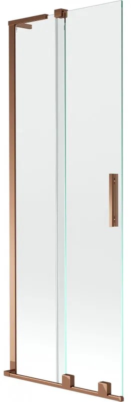 Mexen Velar L parawan nawannowy 2-skrzydłowy rozsuwany 75 x 150 cm, transparent, różowe złoto - 896-075-003-01-60