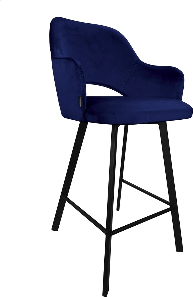 Hoker Milano krzesło barowe tkanina Welur podstawa metalowa : Kolor nogi - Czarna profil, Kolor tkaniny - VELVET - MG16, Typ siedziska - Siedzisko stałe