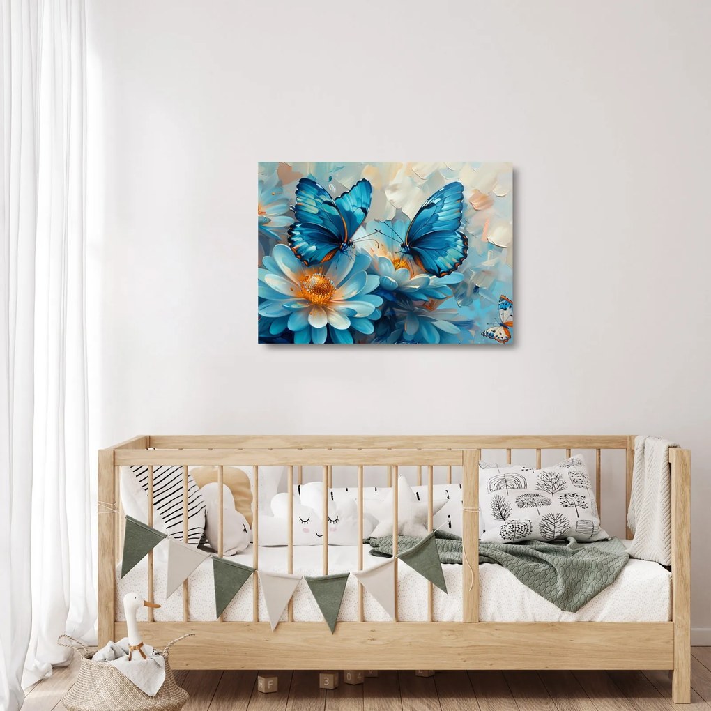 Obraz na szkle - Niebieskie motyle (70x50 cm)