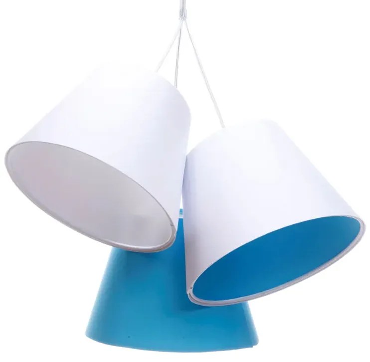 Biało-niebieska dziecięca lampa wisząca stożek B4-T24
