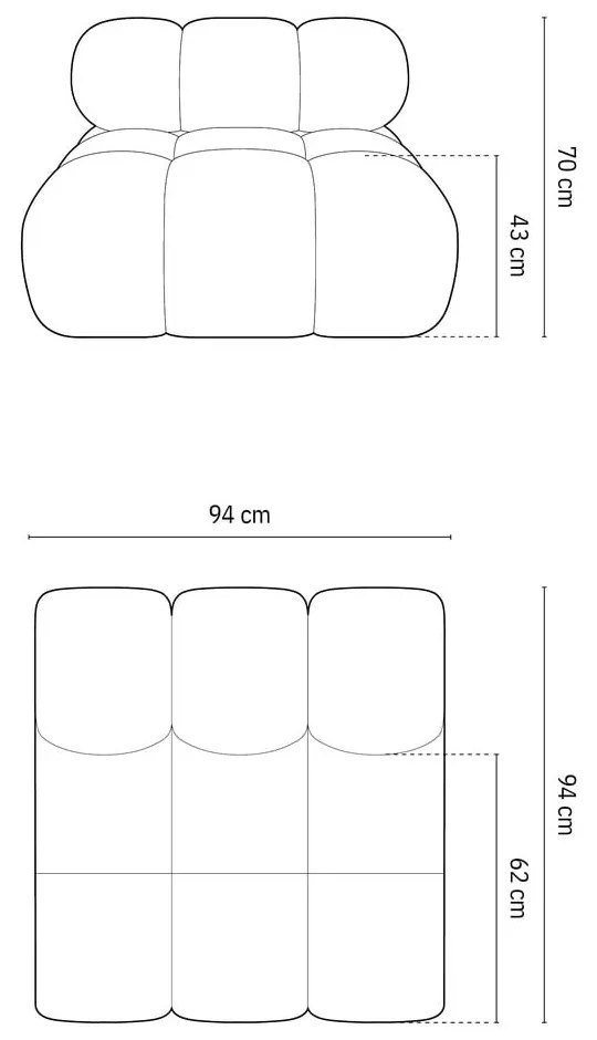 Antracytowy moduł sofy z materiału bouclé (moduł środkowy) Bellis – Micadoni Home