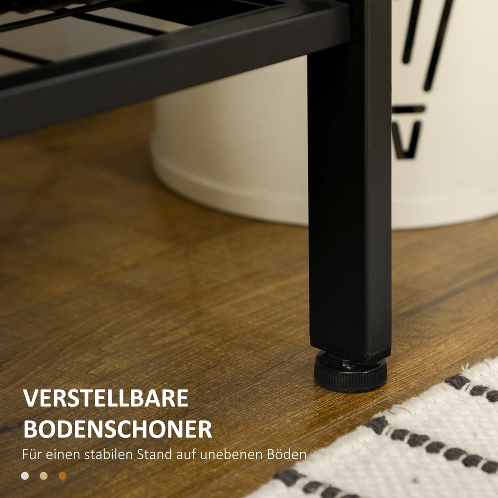 HOMCOM Wieszak na ubrania z półką na buty i hakami Stalowy design Rustykalny brąz Praktyczny i stylowy | Aosom PL