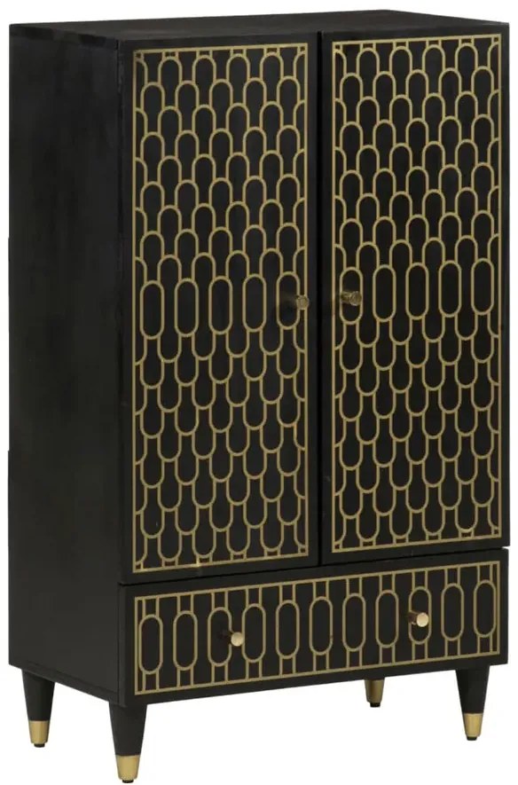 Czarna dwudrzwiowa szafka retro z szufladą E0-R48