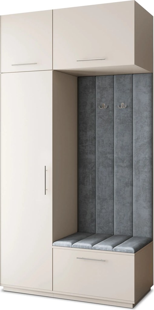 Masseno Garderoba REMA 120/240/60 cm Nowoczesna Szafa do Przedpokoju Kaszmir, MONOLITH 85 (Szary)