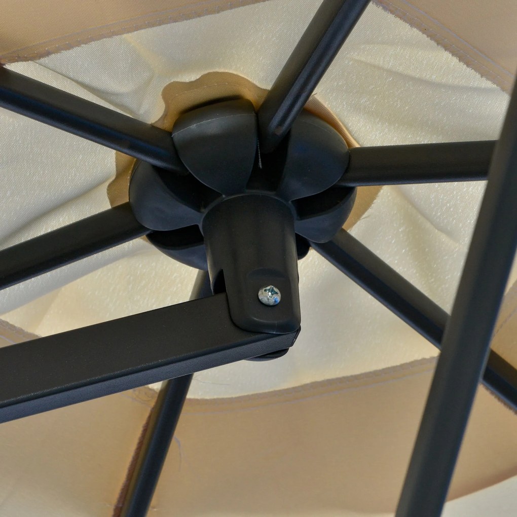 Outsunny Parasol tarasowy Ø293cm z bocznym uchwytem, podstawa krzyżowa, wodoodporny, kremowy | Aosom PL