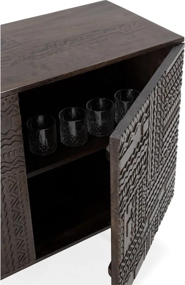 Ciemnobrązowa komoda z litego drewna mango 160x75x40 cm Kalai – MOME