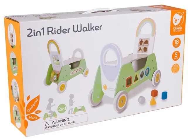 Classic world drewniany jeździk montessori pchacz 2w1