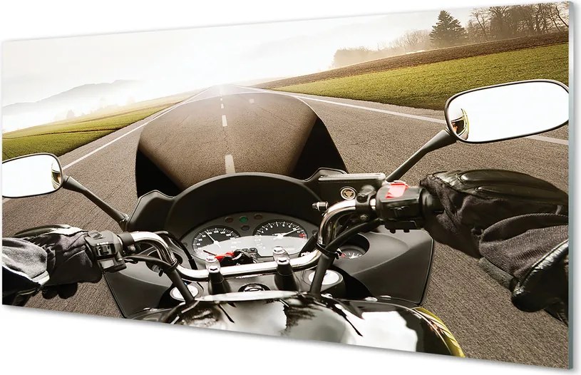 Szklany Panel Motocykl na tle Gór i Nieba