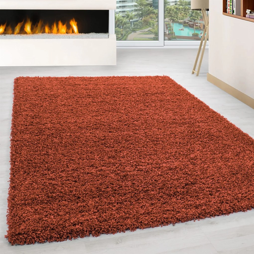 Dywan shaggy jednokolorowy ceglany 140 cm x 200 cm
