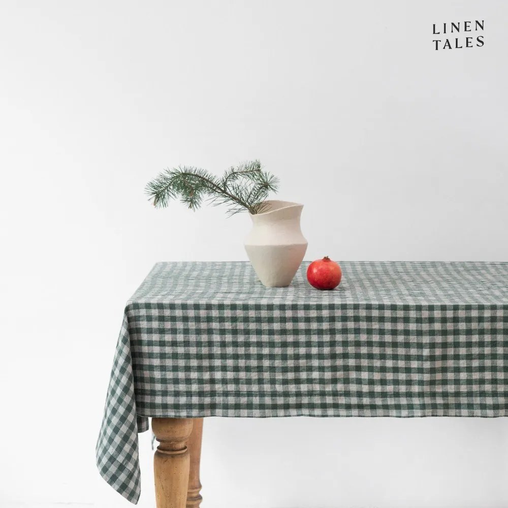 Lniany obrus 140x250 cm Forest Green Gingham – Linen Tales