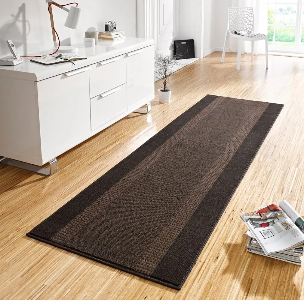 Dywan nowoczesny Basic brązowy chodnik 80 cm x 250 cm