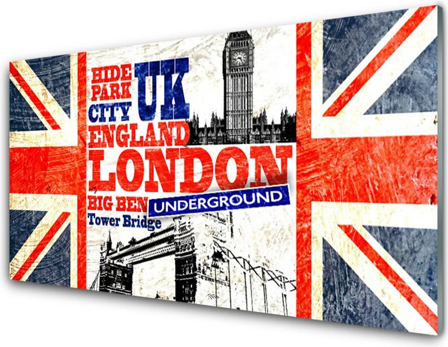 Dekor Szklany do Kuchni Brytyjska Flaga i Londyn