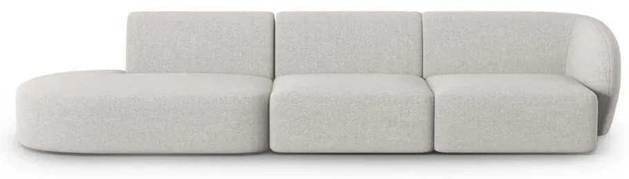 Jasnoszara sofa z tkaniny szenilowej prawostronna 311 cm Paolo – Milo Casa