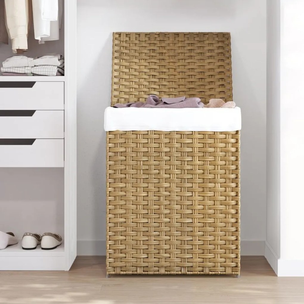 SongmicsHome Kosz na bieliznę z syntetycznego rattanu AVA, 90l, naturalny brąz