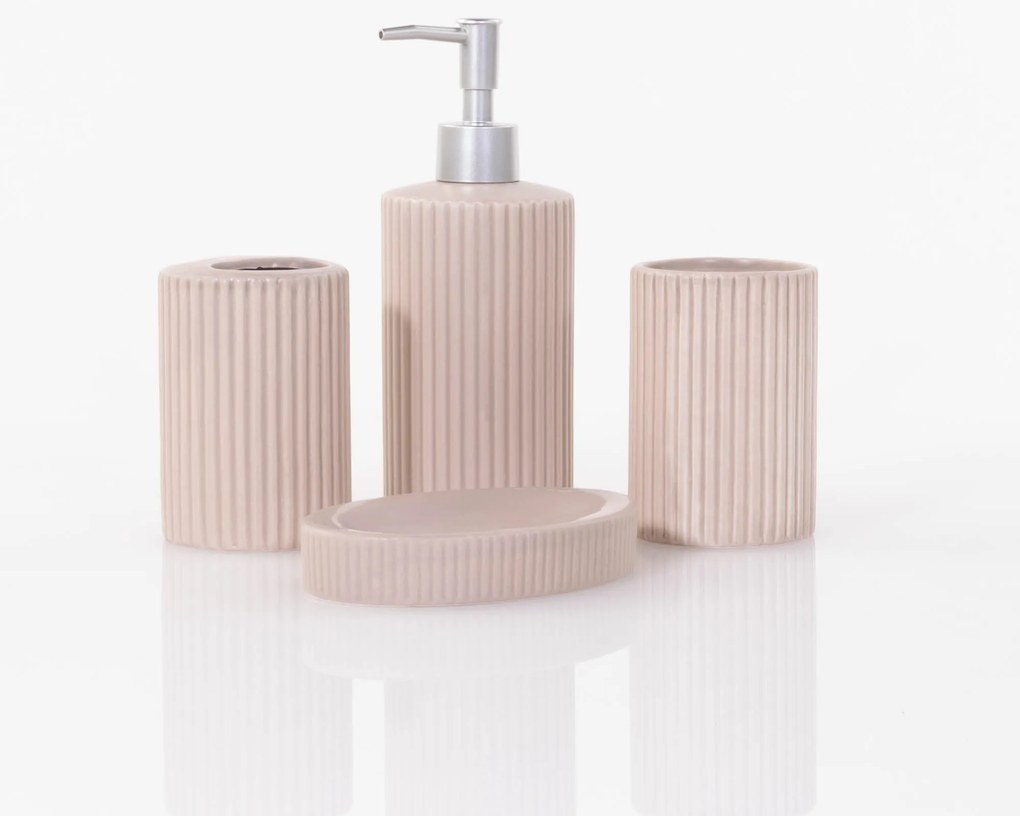 Zestaw ceramicznych akcesoriów łazienkowych, 4 elementy