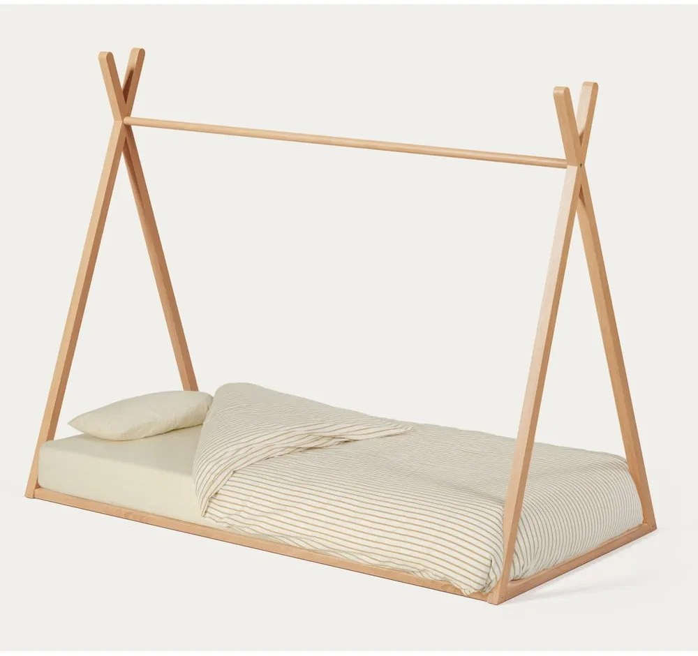 Łóżko dziecięce z litego drewna bukowego w kształcie domku ze stelażem 90x190 cm Maralis – Kave Home