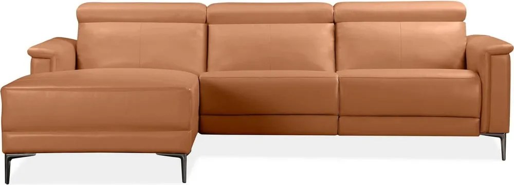 Brązowy narożnik z imitacji skóry (lewostronny) Lund – Støraa