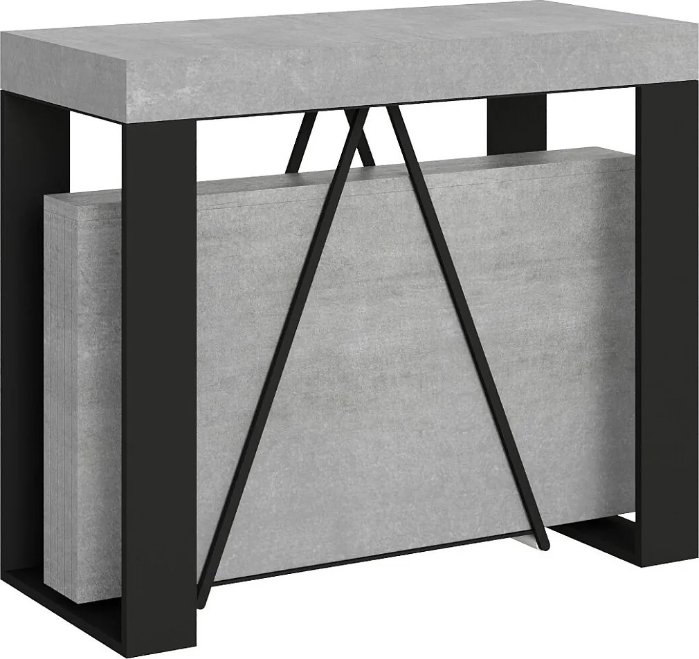Konsola rozkładana 90x40/300cm Zamat cementu rama w kolorze antracytu