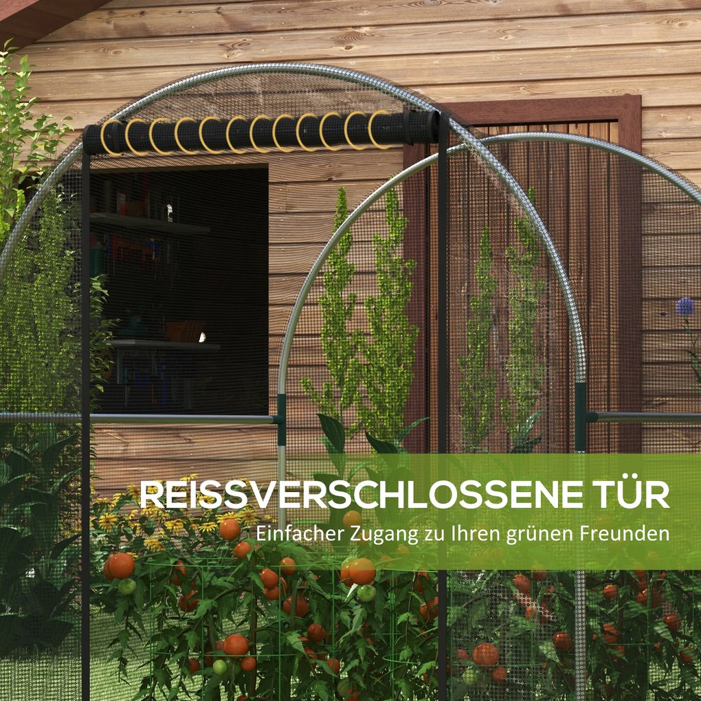 Outsunny Siatka Ogrodowa z Drzwiami Tunel Ochronny dla Roślin Czarna Stalowa Siatka Ochronna przed Owadami i Szkodnikami 12x15x15m do Ogrodu Balkonu | Aosom PL