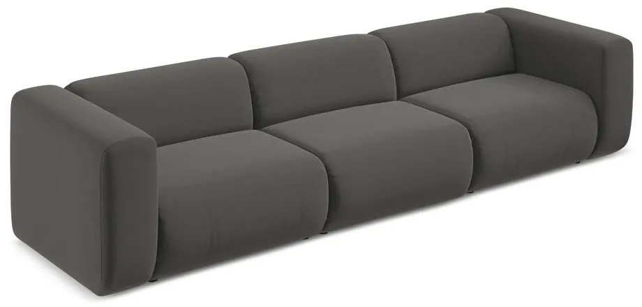 Szara aksamitna sofa 319 cm Ekahi – Makamii