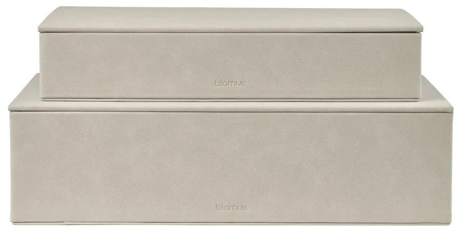 Beżowe pojemniki zestaw 2 szt. z pokrywką/dekoracyjne ze sztucznej skóry 40x30x11 cm Sahla – Blomus