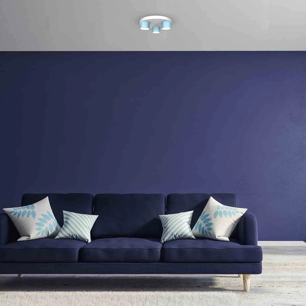 Lampa sufitowa DIXIE Blue/White 3xGX53, niebieska, na kole potrójna