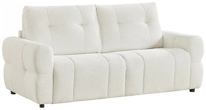 Kanapa  3-osobowa rozkładana z beżowej tkaniny szenilowej ECORIA